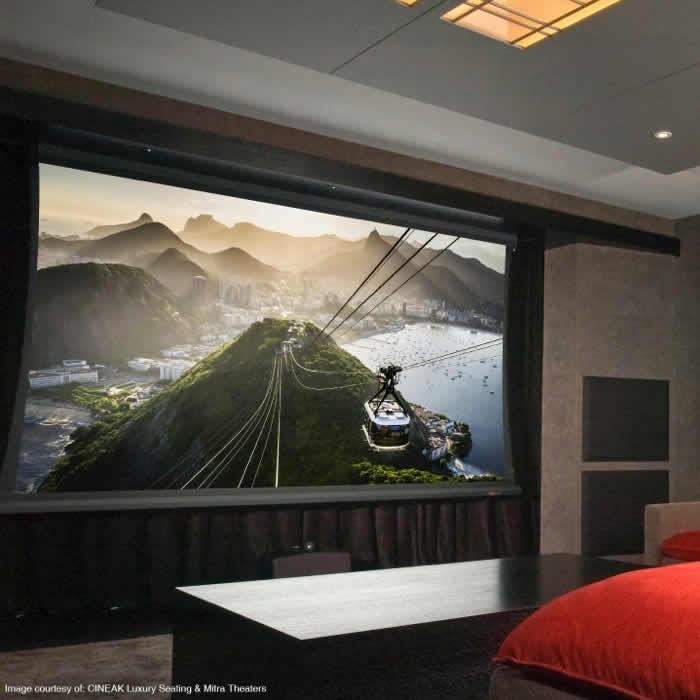 Big projector screen in a home theater